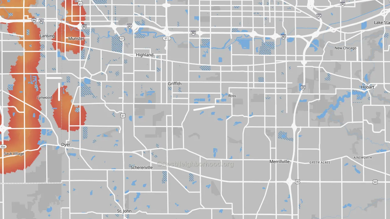 Transit Grade map of Lake County, IN