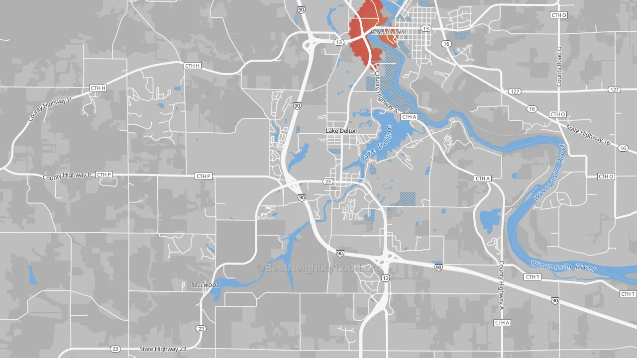 Transit Grade map of Lake Delton, WI