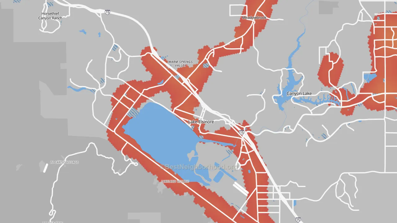 Transit Grade map of Lake Elsinore, CA