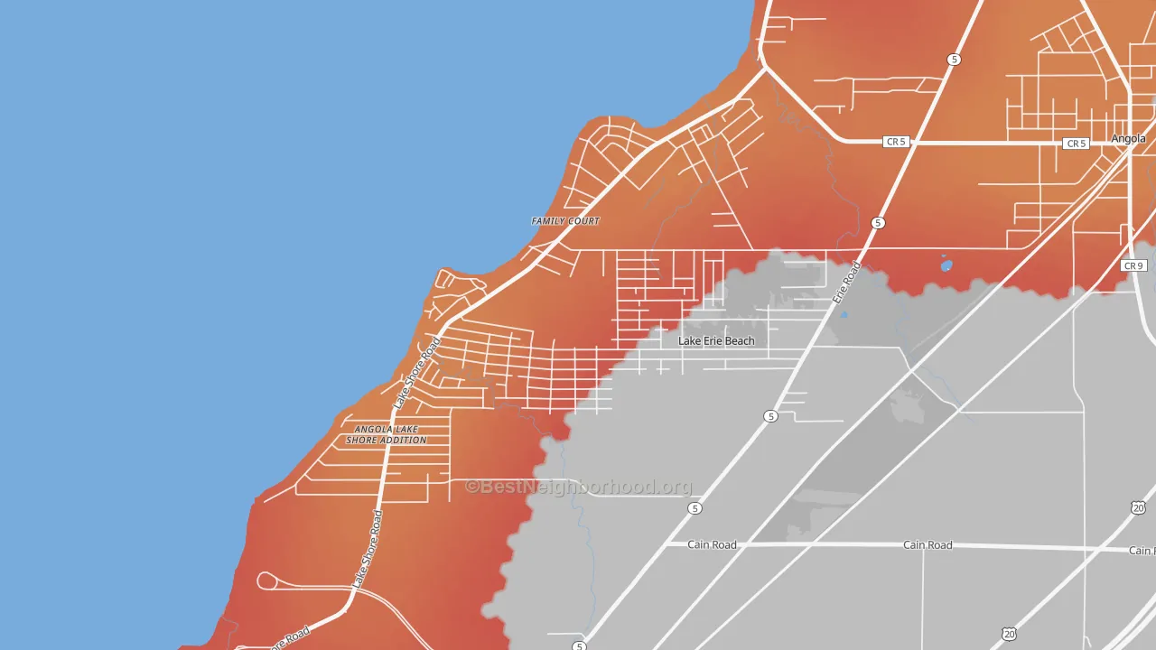 Transit Grade map of Lake Erie Beach, NY
