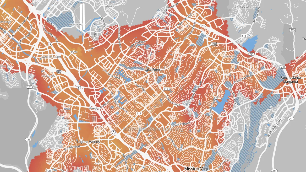 Transit Grade map of Lake Forest, CA