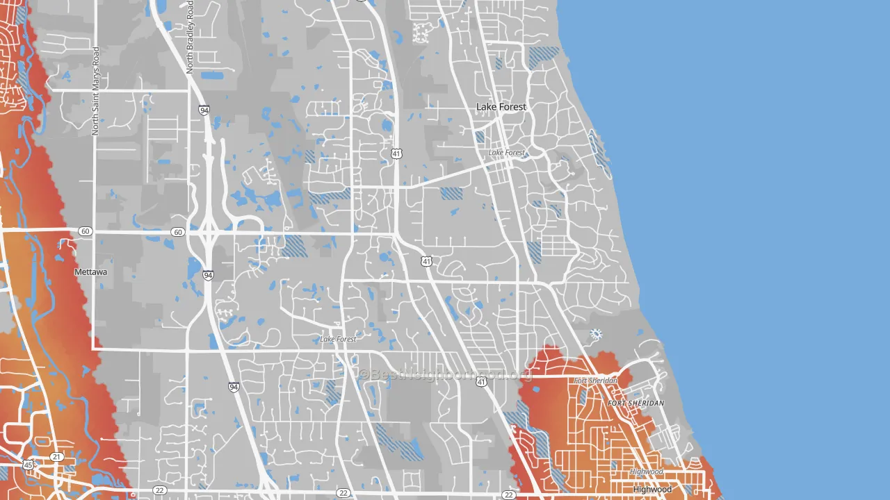 Transit Grade map of Lake Forest, IL