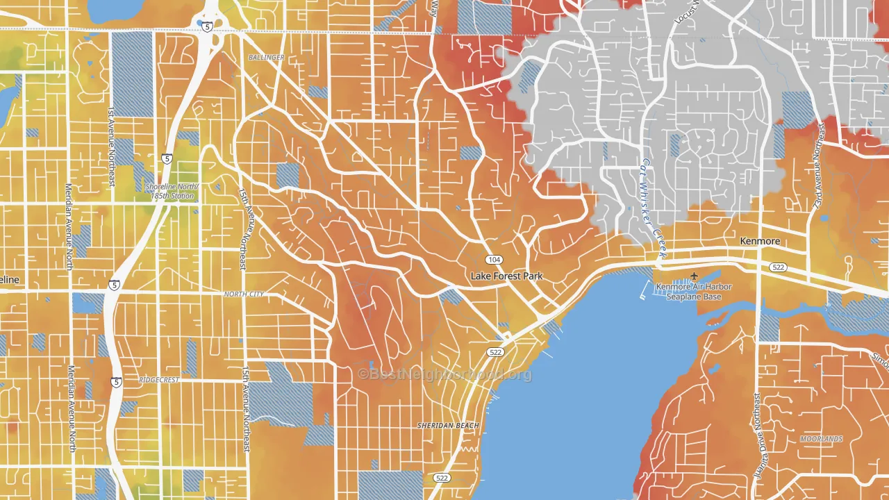 Transit Grade map of Lake Forest Park, WA