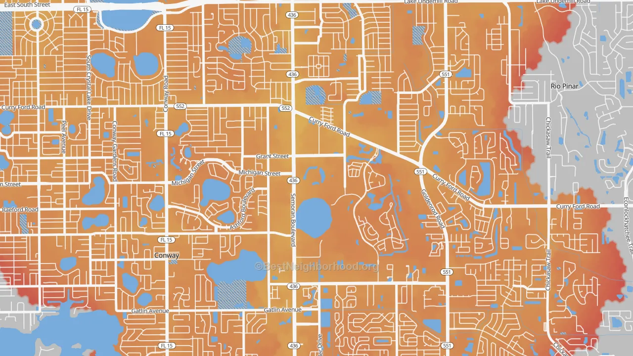 Transit Grade map of Lake Frederica, Orlando, FL