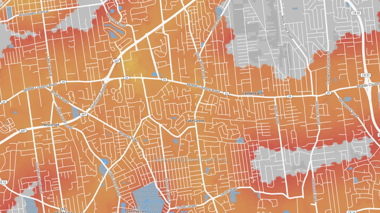 Transit Grade map of Lake Grove, NY