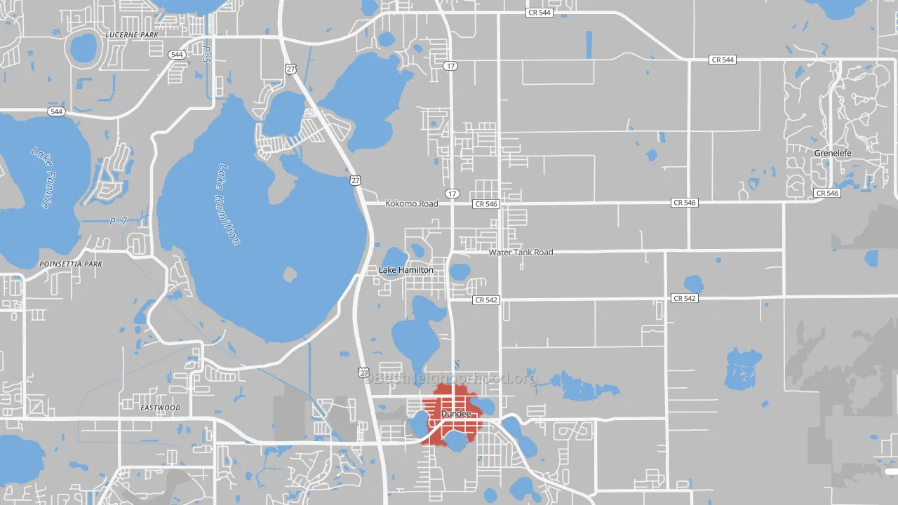 Transit Grade map of Lake Hamilton, FL