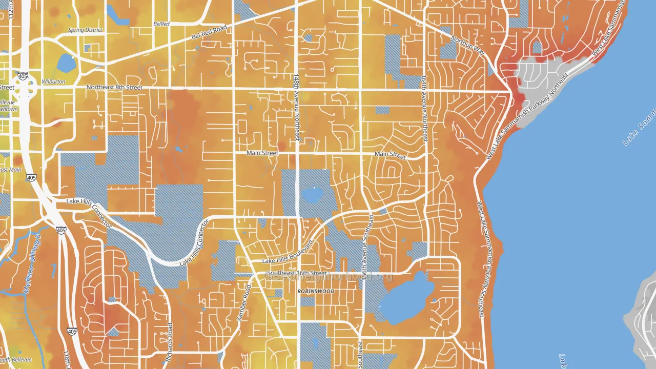 Transit Grade map of Lake Hills, Bellevue, WA