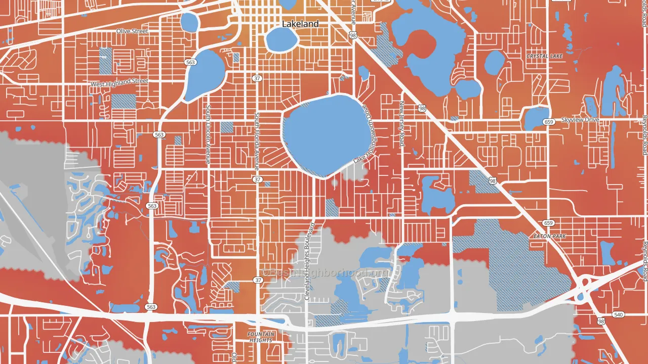 Transit Grade map of Lake Hollingsworth, Lakeland, FL