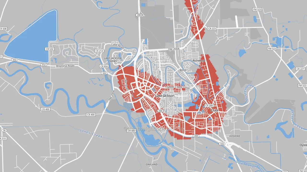 Transit Grade map of Lake Jackson, TX