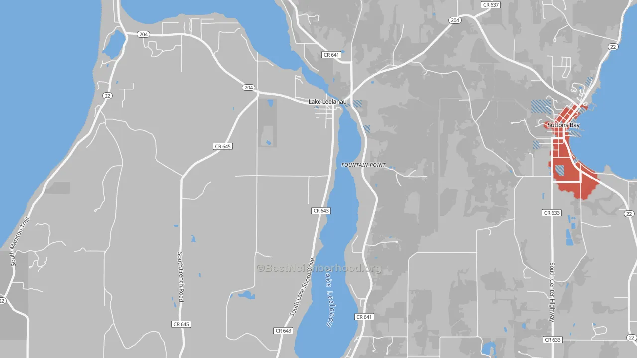 Transit Grade map of Lake Leelanau, MI