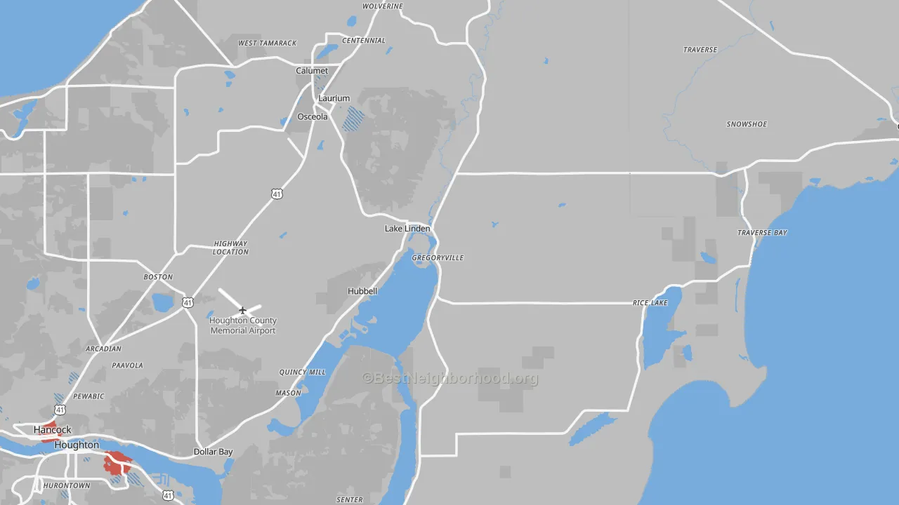 Transit Grade map of Lake Linden, MI