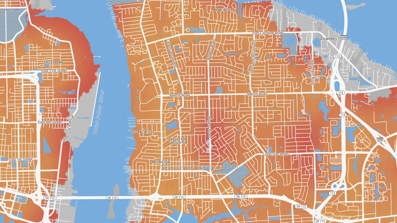 Transit Grade map of Lake Lucina, Jacksonville, FL
