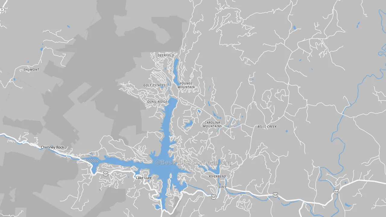 Transit Grade map of Lake Lure, NC
