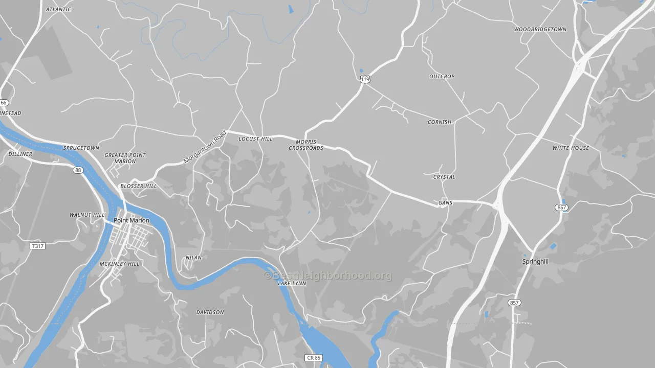 Transit Grade map of Lake Lynn, PA