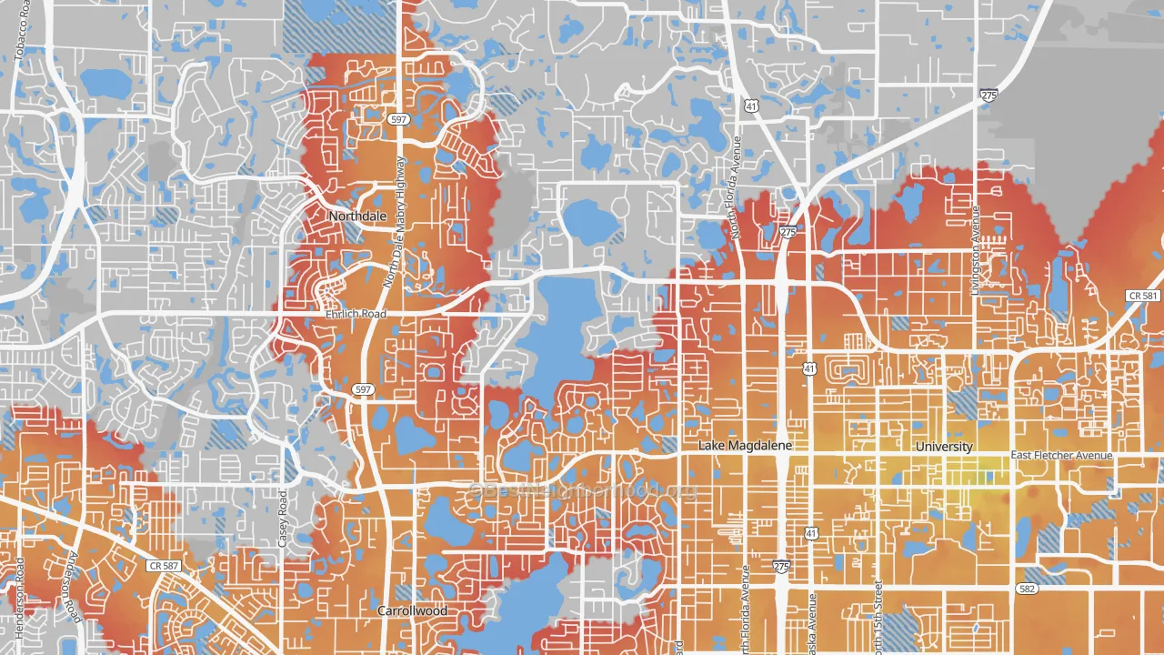Transit Grade map of Lake Magdalene, FL
