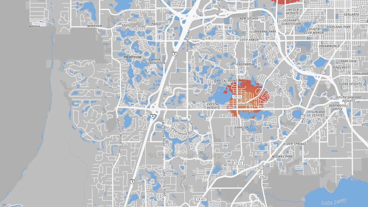 Transit Grade map of Lake Mary, FL
