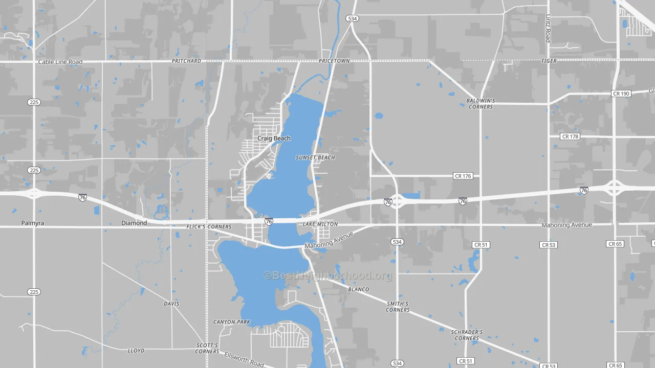Transit Grade map of Lake Milton, OH