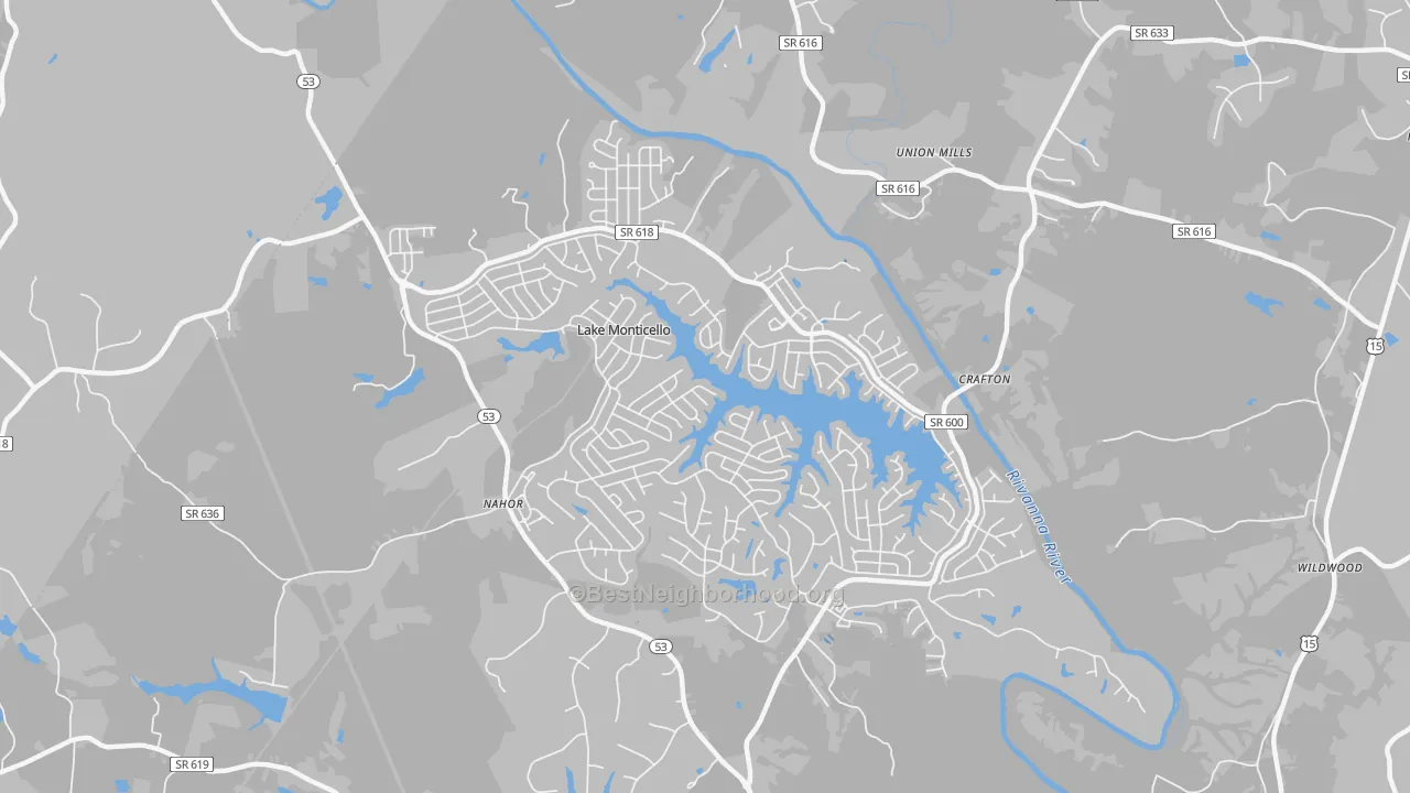 Transit Grade map of Lake Monticello, VA