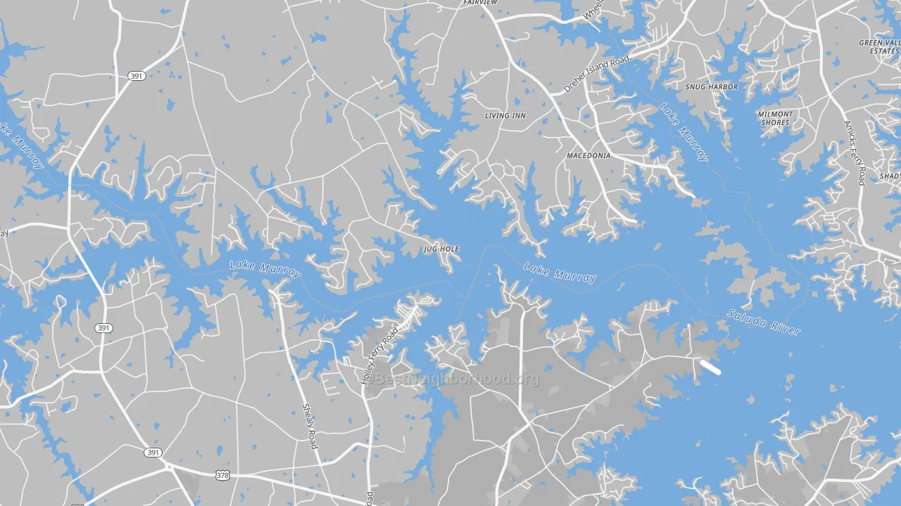Transit Grade map of Lake Murray Shores, SC
