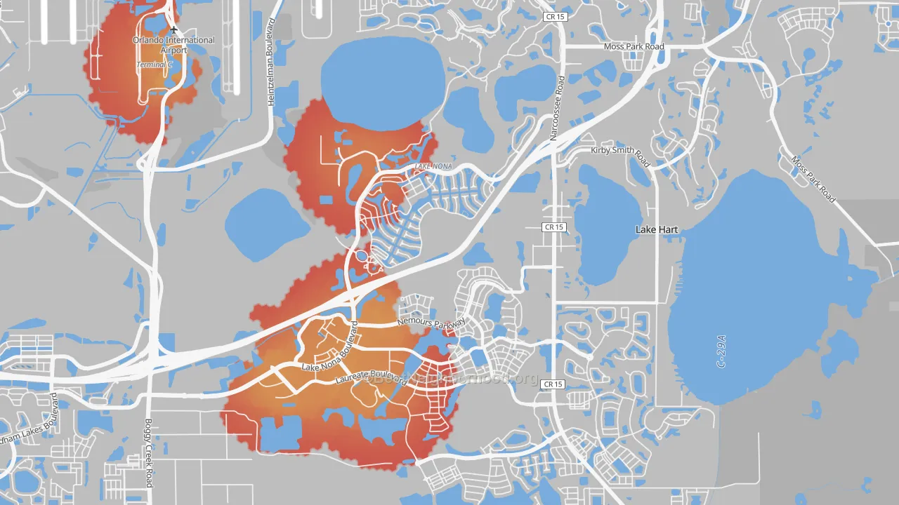 Transit Grade map of Lake Nona, Orlando, FL