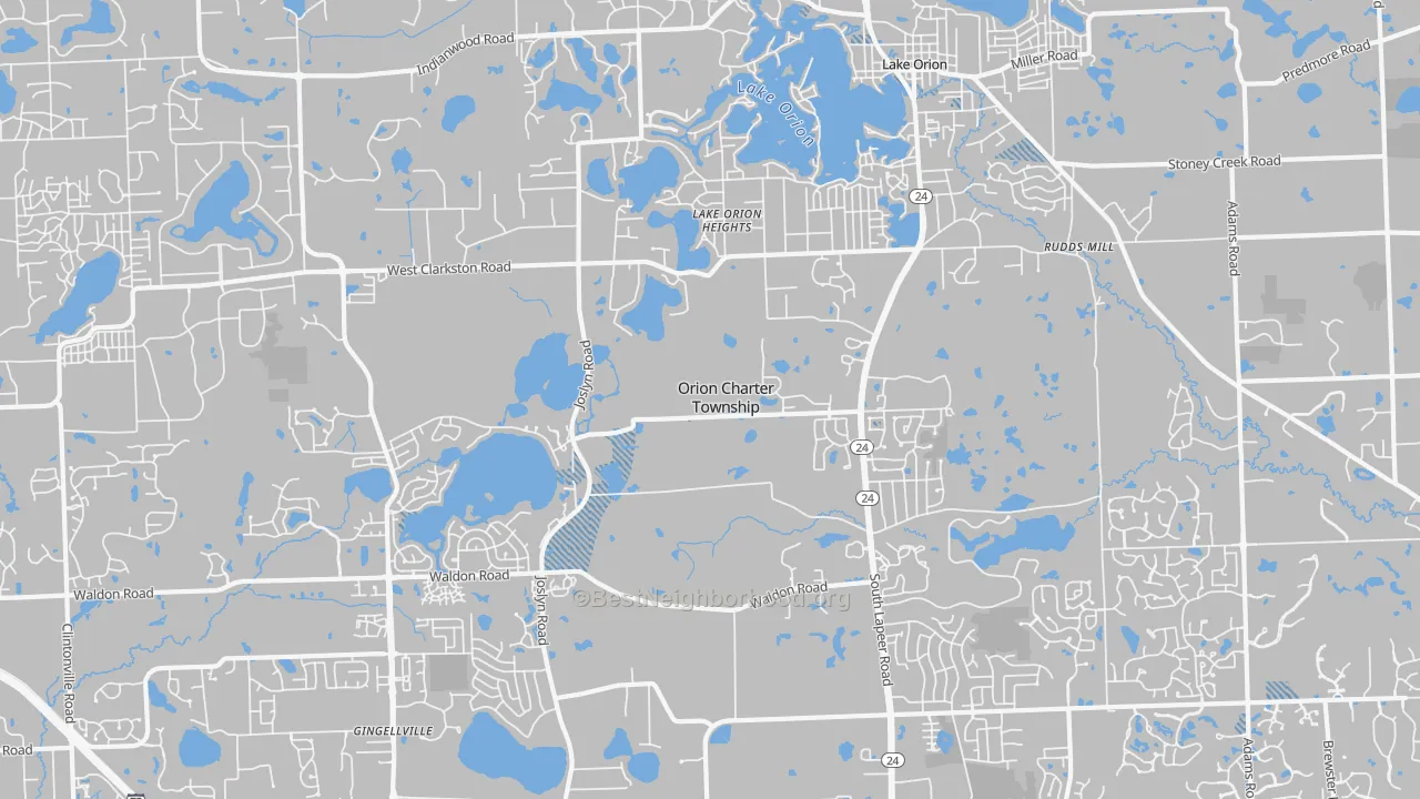 Transit Grade map of Lake Orion, MI