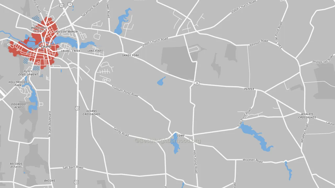 Transit Grade map of Lake Pines, DE