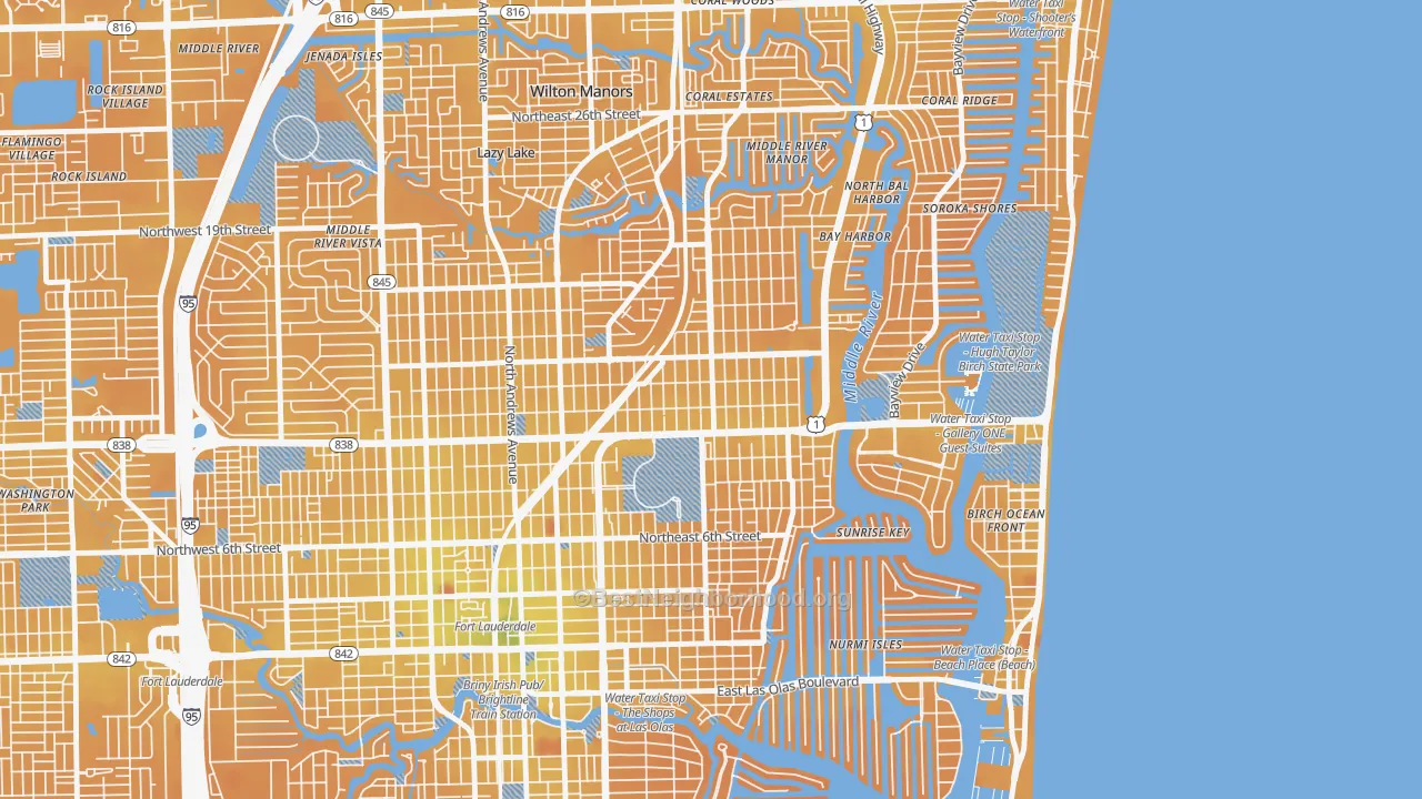 Transit Grade map of Lake Ridge, Fort Lauderdale, FL