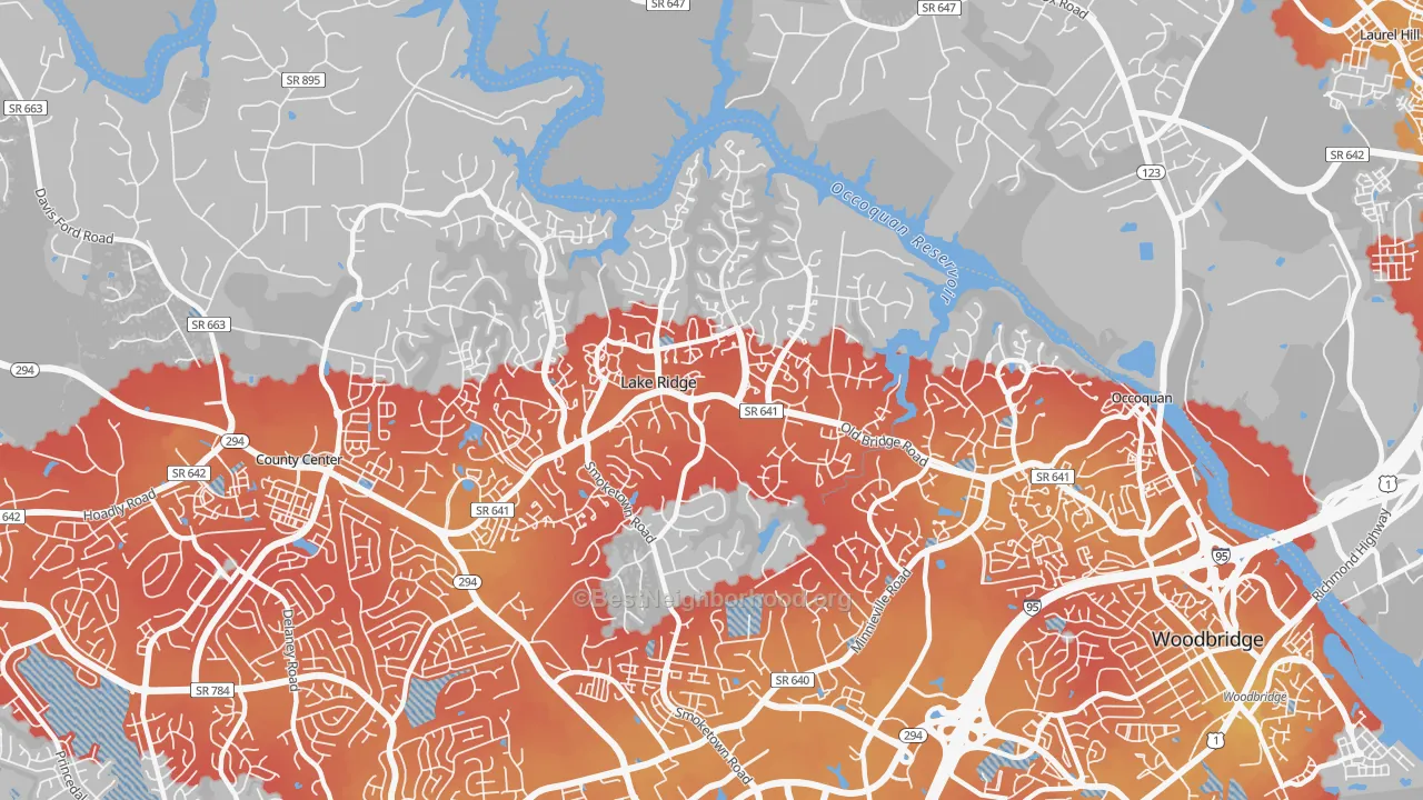 Transit Grade map of Lake Ridge, VA