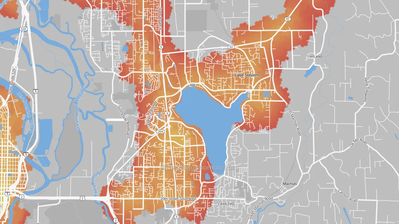 Transit Grade map of Lake Stevens, WA