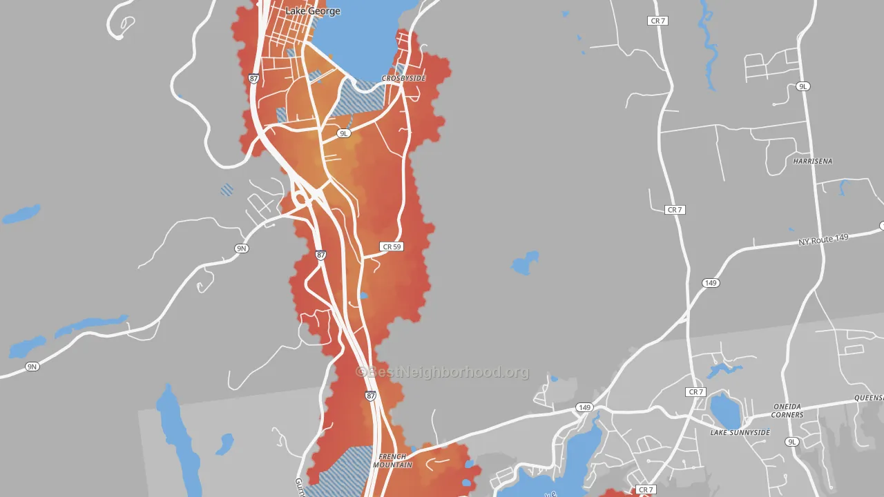 Transit Grade map of Lake Sunnyside, NY