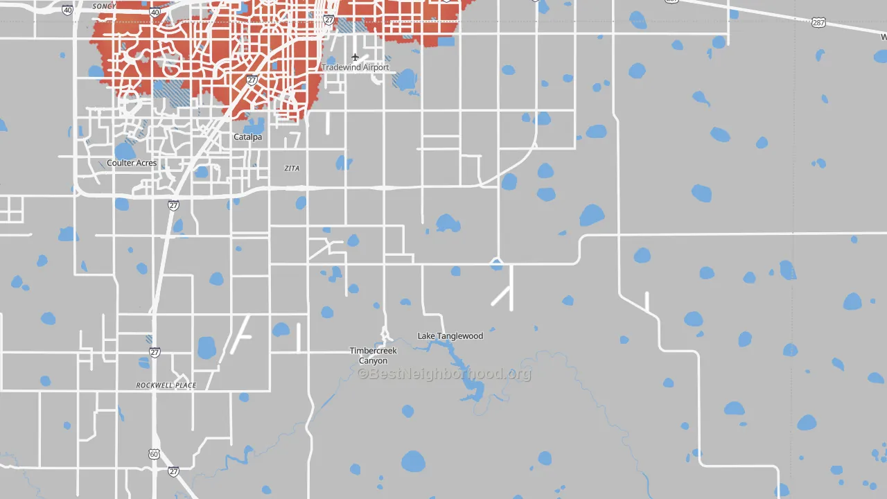 Transit Grade map of Lake Tanglewood, TX