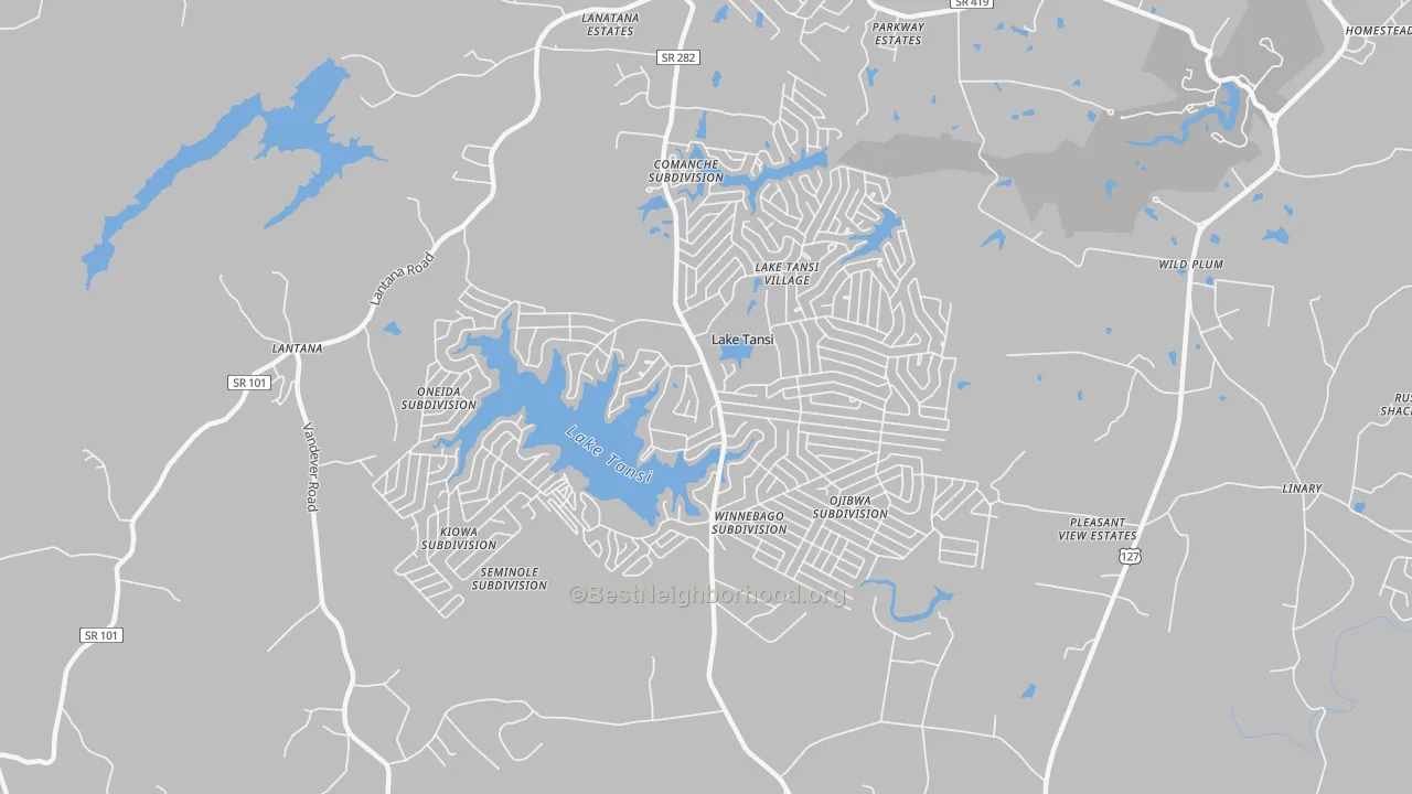 Transit Grade map of Lake Tansi, TN