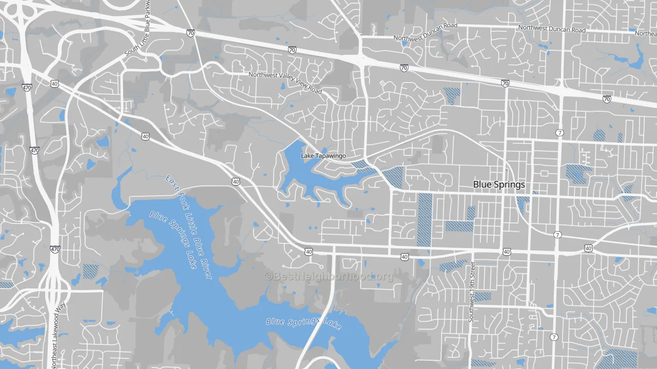 Transit Grade map of Lake Tapawingo, MO