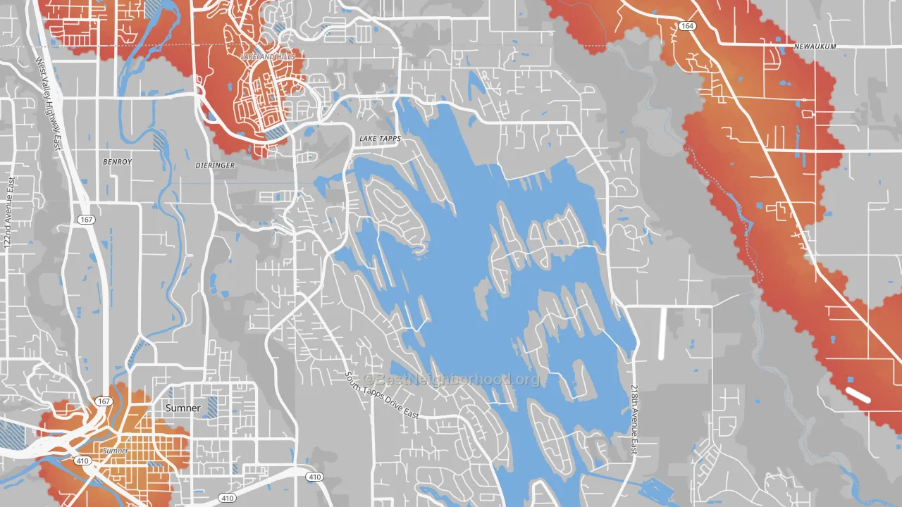 Transit Grade map of Lake Tapps, WA