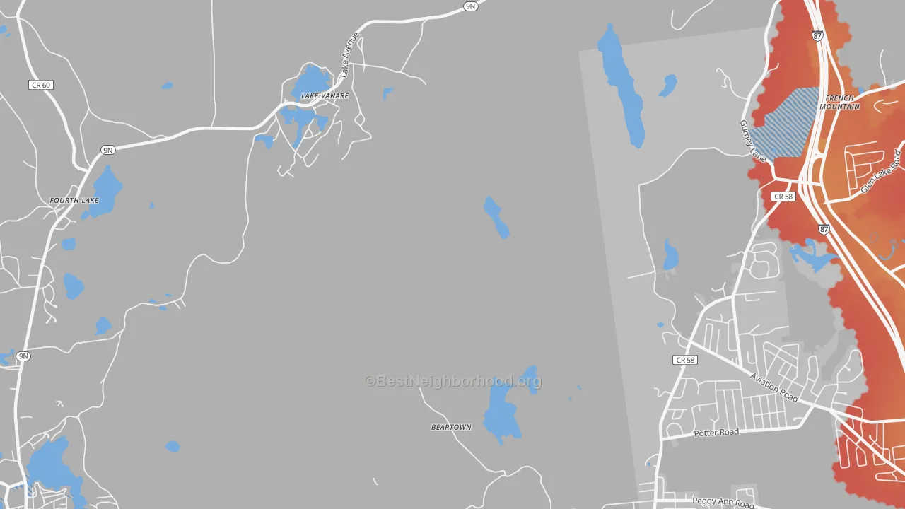 Transit Grade map of Lake Vanare, NY
