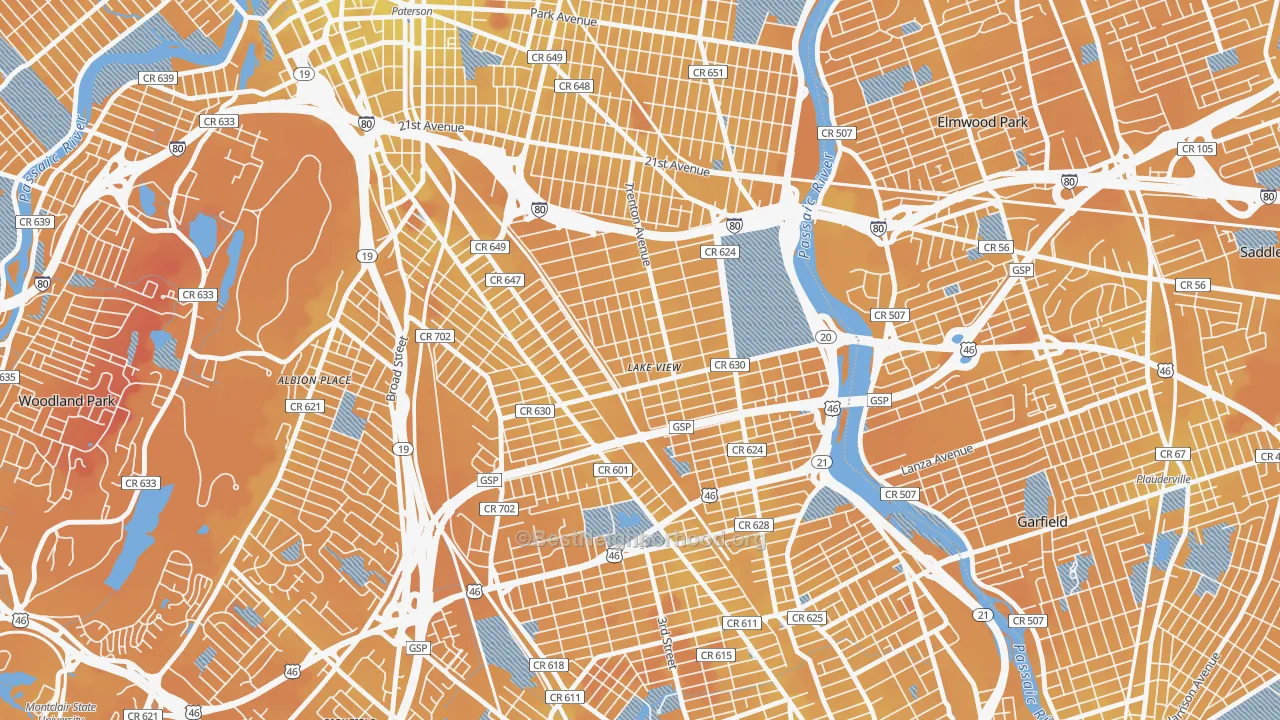 Transit Grade map of Lake View, Paterson, NJ