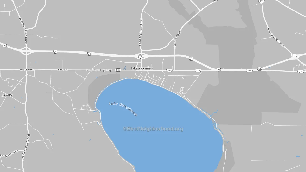 Transit Grade map of Lake Waccamaw, NC