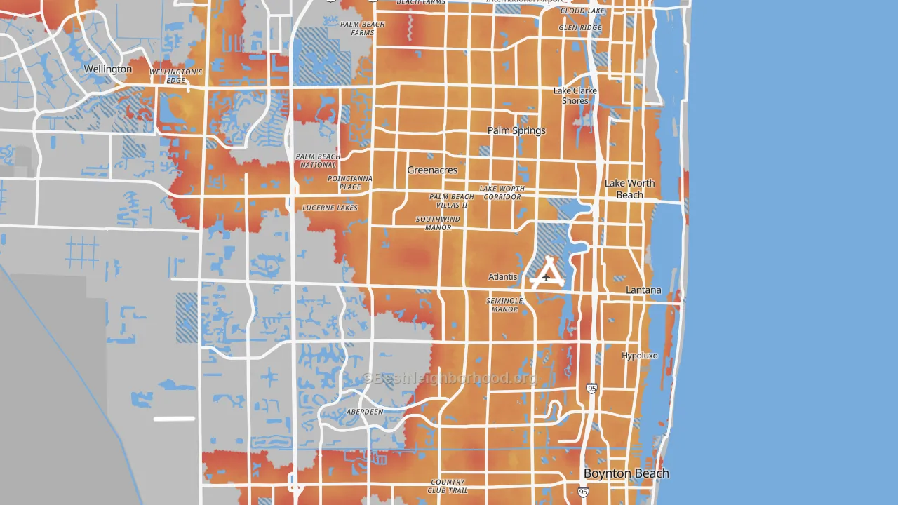 Transit Grade map of Lake Worth, FL