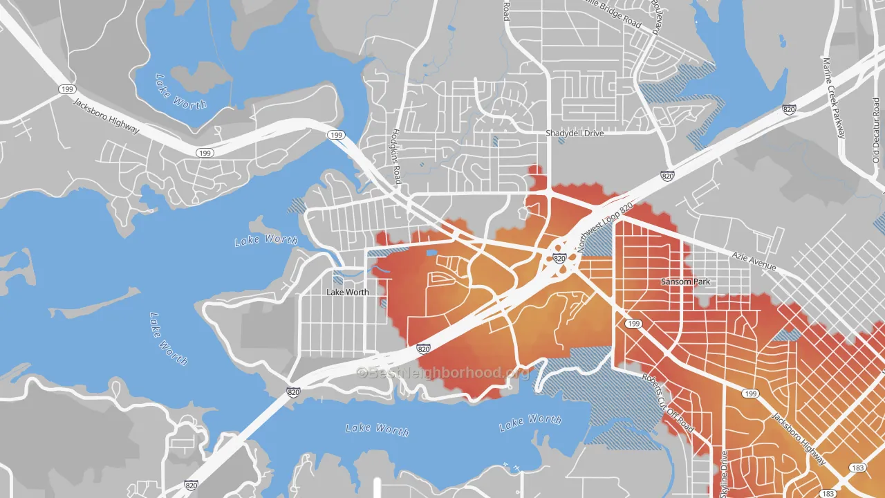 Transit Grade map of Lake Worth, TX