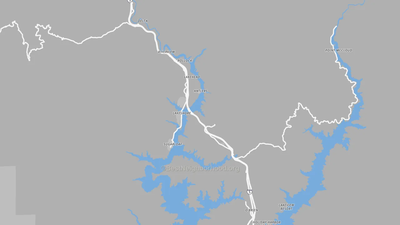 Transit Grade map of Lakehead, CA