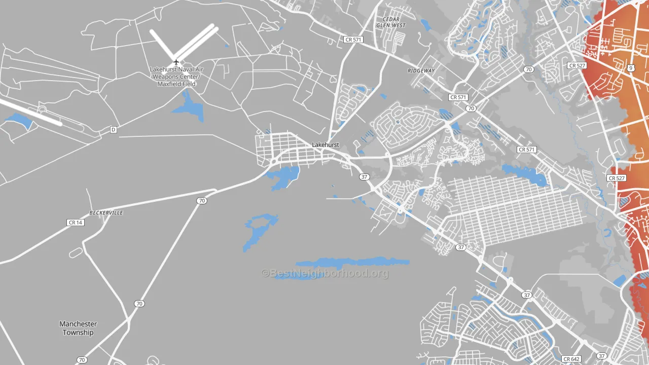 Transit Grade map of Lakehurst, NJ