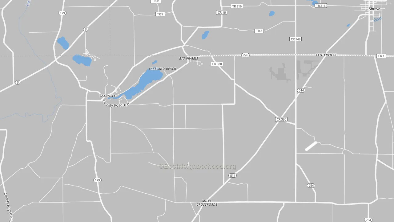 Transit Grade map of Lakeland Beach, OH
