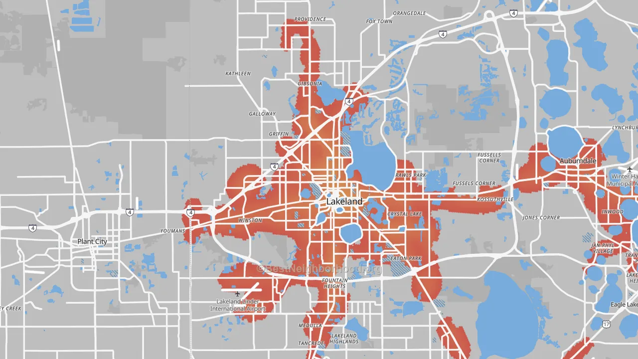 Transit Grade map of Lakeland, FL