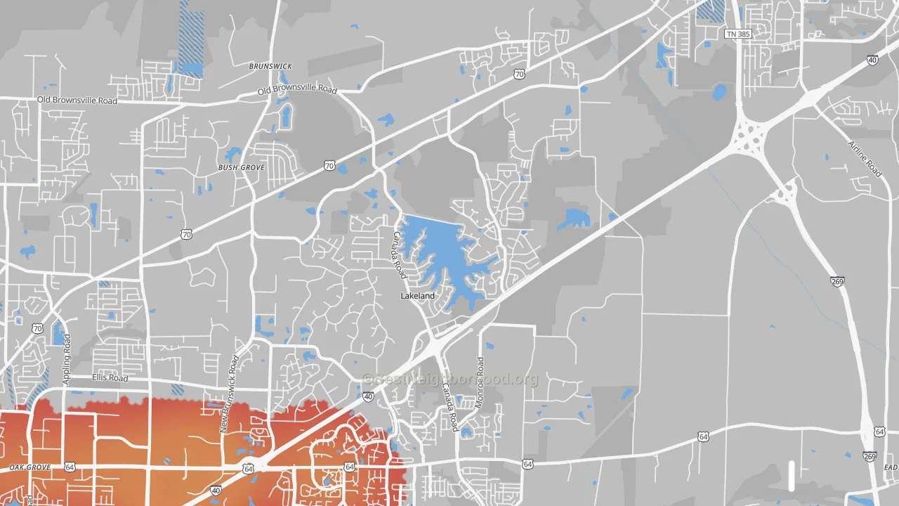 Transit Grade map of Lakeland, TN