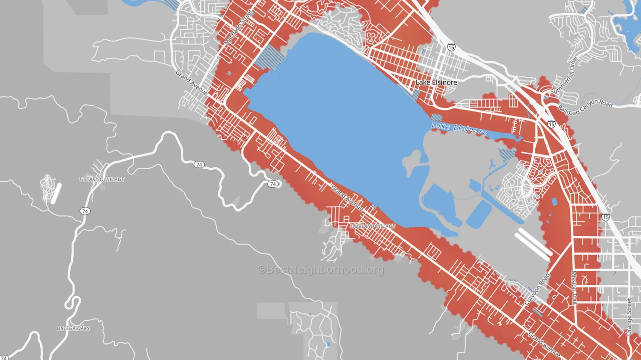 Transit Grade map of Lakeland Village, CA