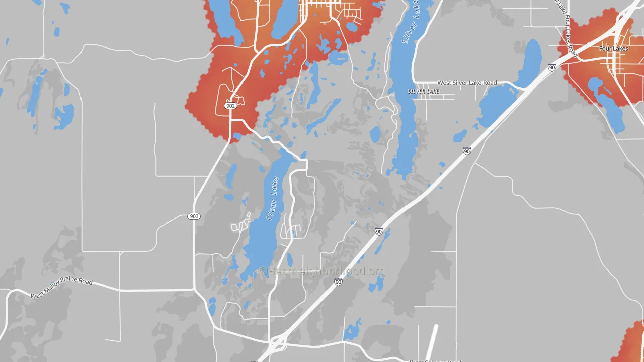 Transit Grade map of Lakeland Village, WA