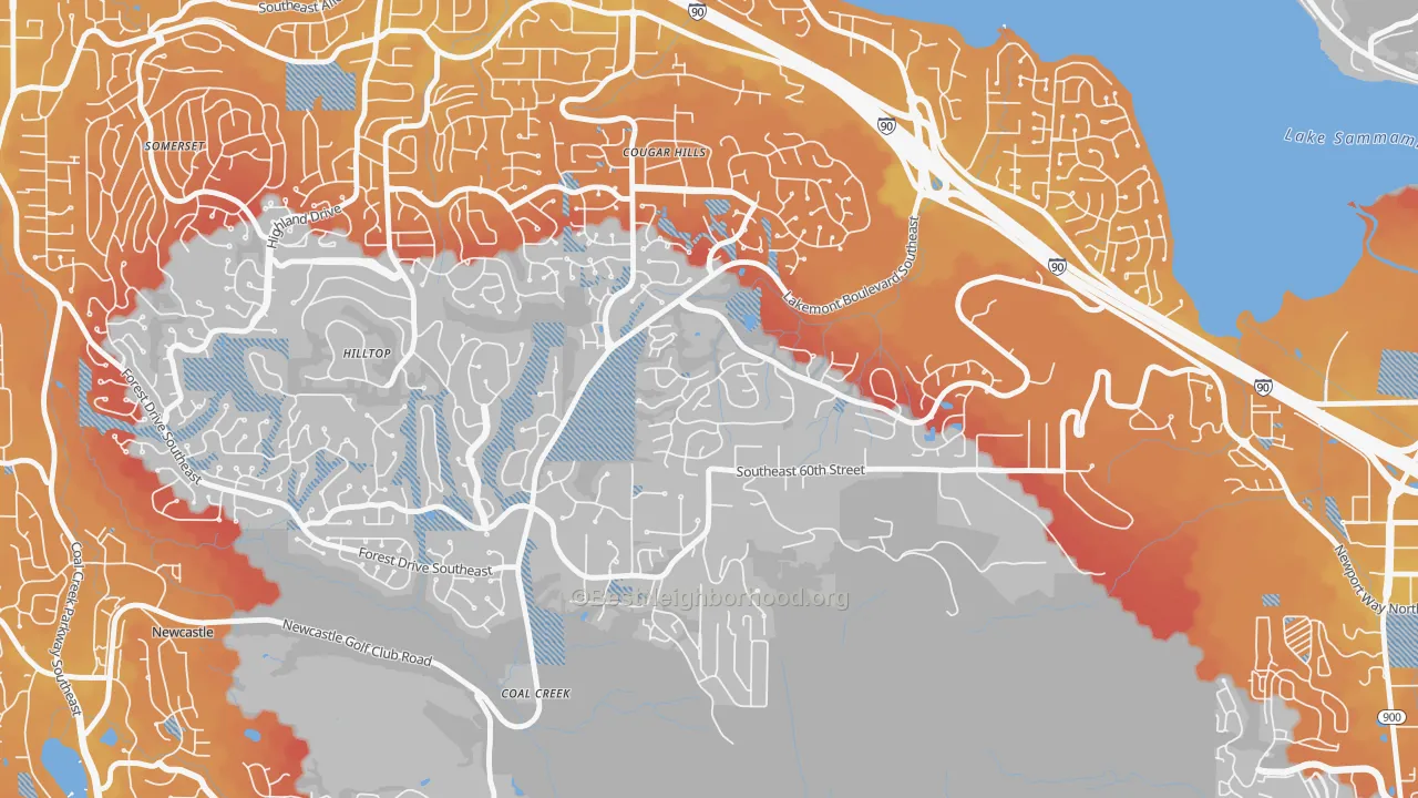 Transit Grade map of Lakemont, Bellevue, WA