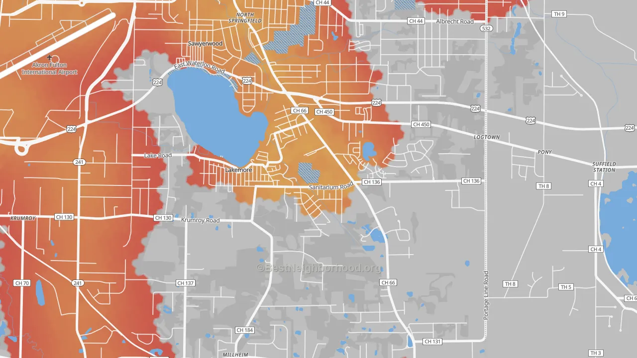 Transit Grade map of Lakemore, OH