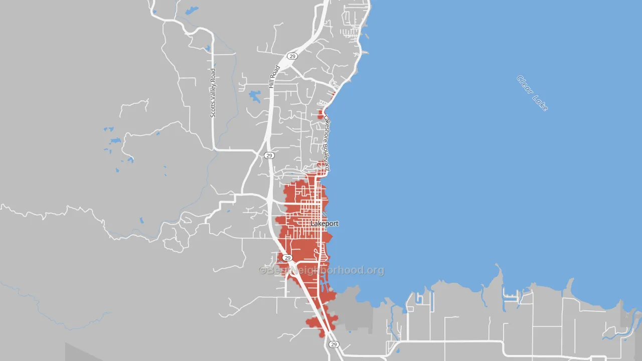 Transit Grade map of Lakeport, CA