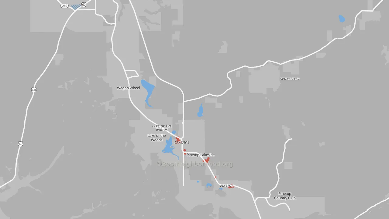 Transit Grade map of Lakeside, AZ